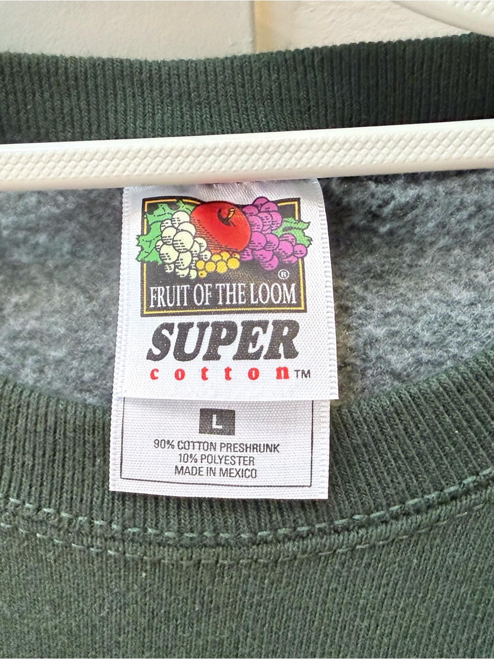 Vintage 90s Fruit of the Loom Super Cotton LBI Green Sweatshirt Set Large - Picture 7 of 9